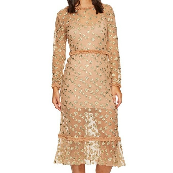 For Love and Lemons●Golden Garden Tulle Midi Dress - Picture 5 of 5